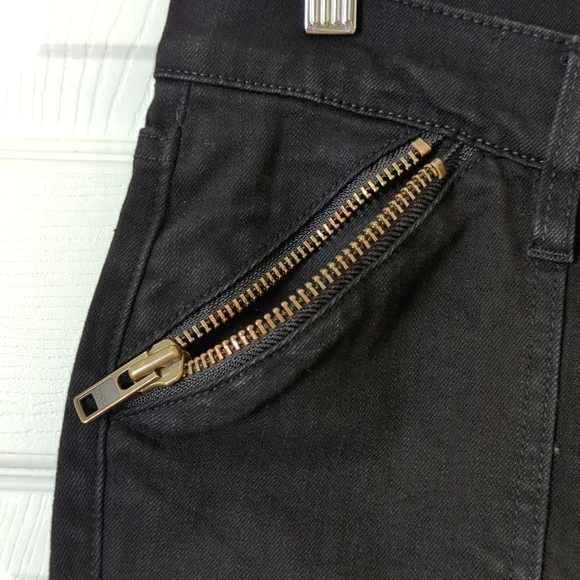 Etienne Marcel High Rise Zip Pocket Ankle Cropped Raw Hem Skinny Jeans Black 28 - Picture 12 of 16